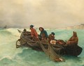 Fishermen Hauling In Their Nets At Sea - George Haquette