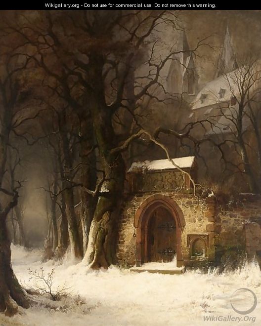 View Of A Church-Yard Entrance In Winter - Edmund Koken