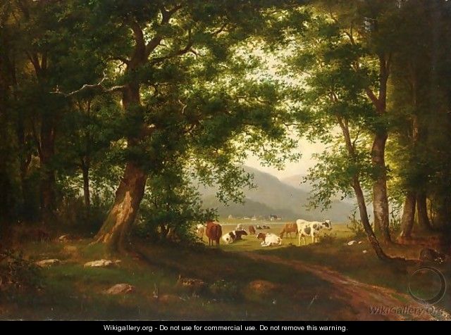 Cows At Pasture In A Mountainous Landscape - Walther Wunneberg
