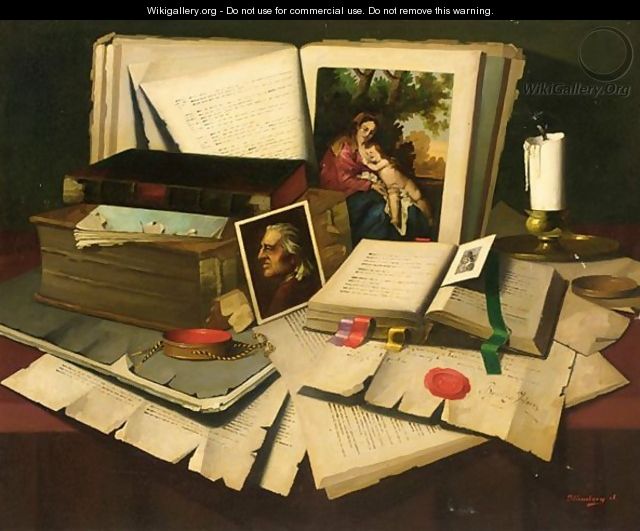 Still Life With Books And Manuscripts - Continental School