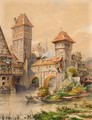 A Town On The Water Front, Possibly Nurnberg - Hermann Wunderlich