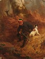 A Hunter And His Dog Stalking A Deer - Friedrich Wilhelm Pfeiffer