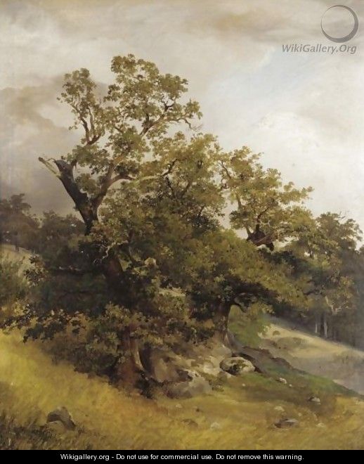 Baume Am Hang (Trees On A Hillside) - Friedrich Gauermann