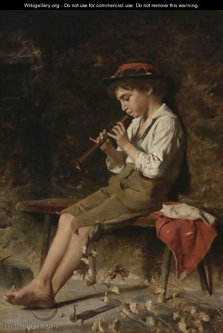 Boy Playing Clarinet - Luigi Bechi