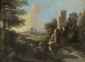 Landscape With Fishermen Near A Ruined Tower - (after) Andrea Locatelli
