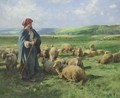 A Young Shepherdess Watching Over Her Flock - Julien Dupre