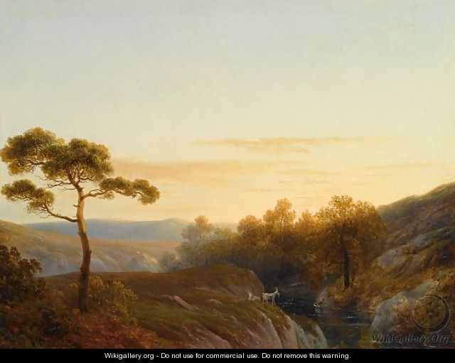 Early Morning In A Mountainous Landscape - Joseph Augustus Knip