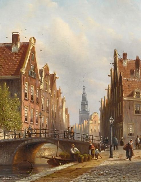 A View Of A Canal, Amsterdam - Johannes Franciscus Spohler