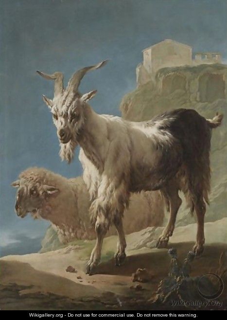 A Goat And A Sheep In An Italianate Landscape - Philipp Peter Roos