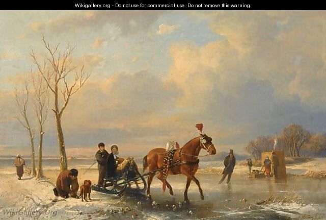 A Winter Landscape With Figures On A Sleigh, A 