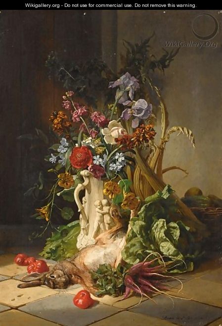 A Kitchen Still Life With Flowers - David Emil Joseph de Noter