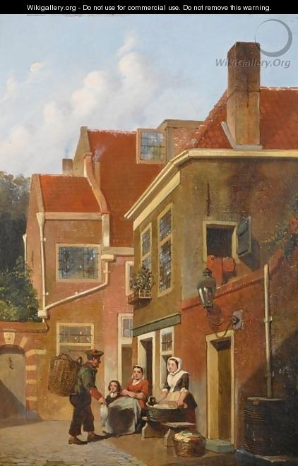 Figures In The Streets Of A Dutch Town - Joseph Bles