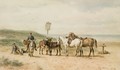 Horses And Donkeys On The Beach - Willem Carel Nakken