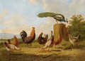 A Hen And Her Chicks In A Landscape (a Pair) - Albertus Verhoesen