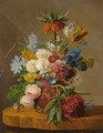 Flowers In A Vase On A Marble Ledge - Anthony Oberman