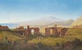 Sicily, A View Of The Greek Theatre At Taormina, With Mount Etna Beyond - Italian School