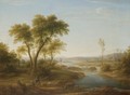 A Classical River Landscape With Herdsmen Conversing In The Foreground - (after) Hendrik Frans Van Lint (Studio Lo)
