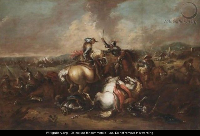 A Cavalry Battle Scene - (after) Francesco Simonini