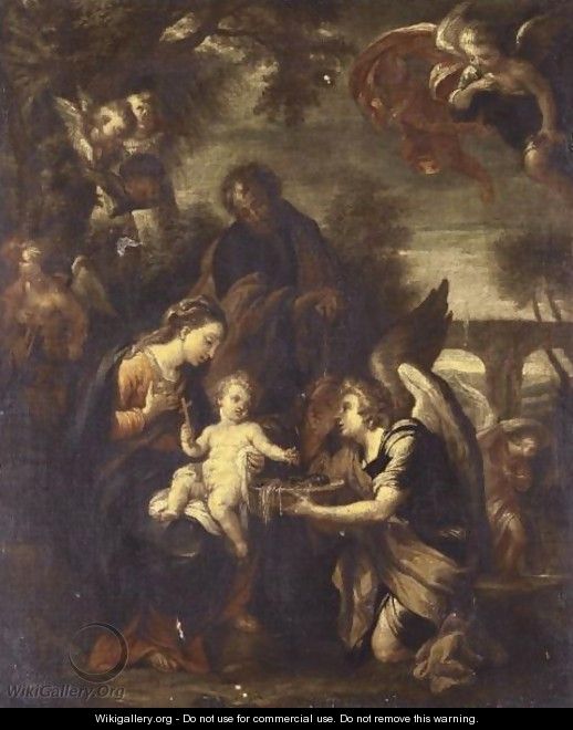 The Rest On The Flight Into Eygpt, With Angels - (after) Bartolomeo Giuseppe Chiari