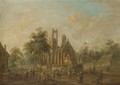 A Village Scene With Industrious Figures Before A Well Kept Church - (after) Johann Alexander Thiele