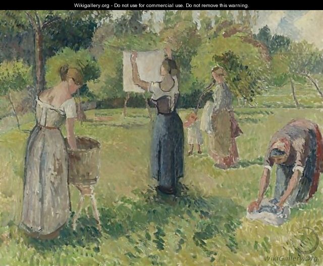 Les Laveuses A Eragny, Esquisse - Camille Pissarro