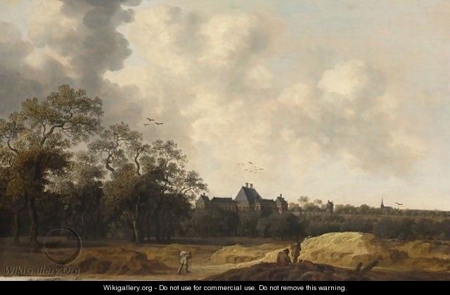 A View Of The Huis Ter Nieuburch Near Rijswijk, With Peasants In The Foreground - Pieter Cosijn