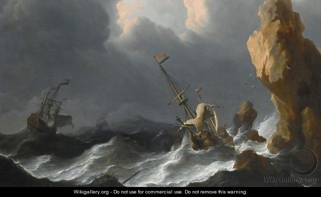 A Shipwreck In A Heavy Storm Along A Rocky Coast - Aernout Smit