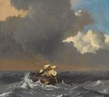 A Fishing Boat In A Rough Sea - Ludolf Backhuysen