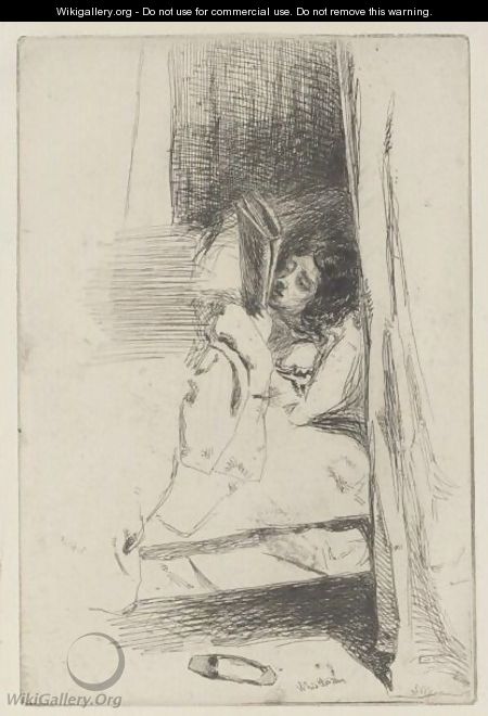 Reading In Bed - James Abbott McNeill Whistler