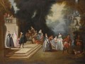 An Elegant Company Conversing In A Park Setting, Near A Fountain - (after) Lancret, Nicolas