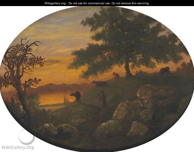 Cattle At Sunset - Albert Bierstadt
