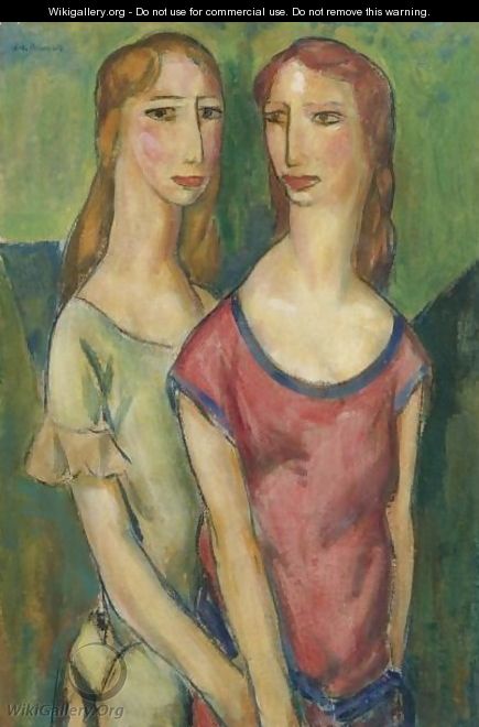Two Girls Holding Hands - Alfred Henry Maurer