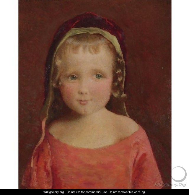 Little Girl In A Crimson Bonnet - George De Forest Brush