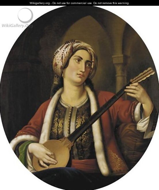 Woman Playing A Mandolin - Italian School