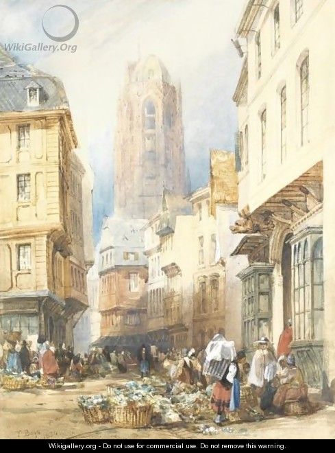 A Market Scene, Rouen, The Church Of St. Ouen Beyond - Thomas Shotter Boys