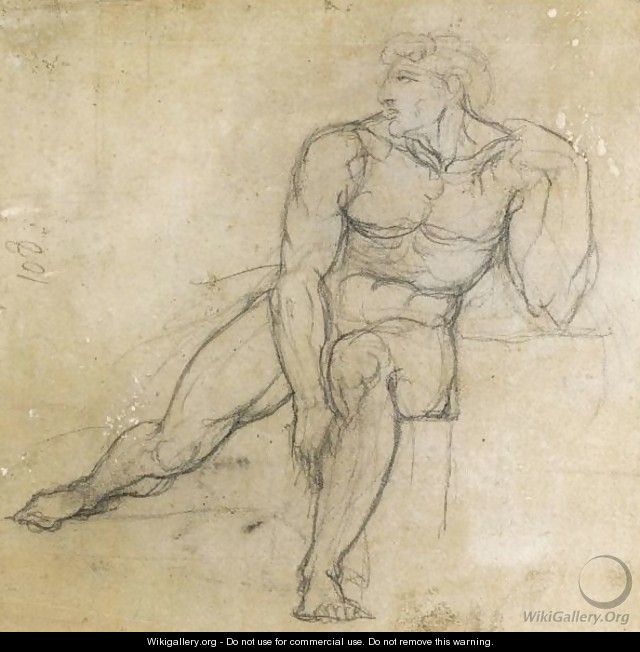 Study Of A Male Nude, Seated - Johann Henry Fuseli
