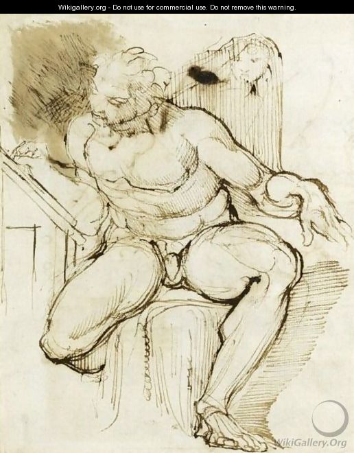 A Seated Male Nude - Johann Henry Fuseli