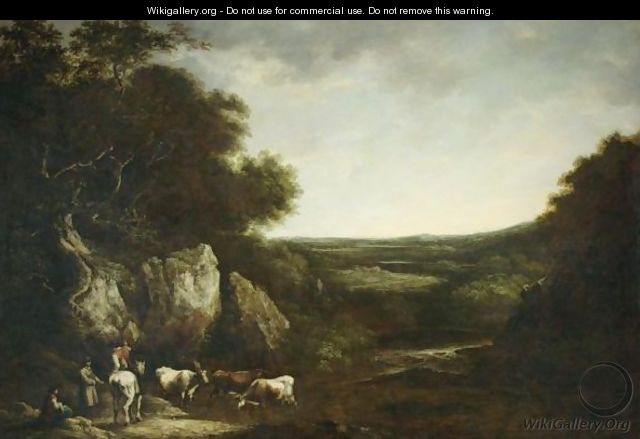 Drovers In A Landscape - Benjamin Barker Of Bath