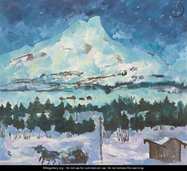 Nocturnal Winter Landscape With Piz Da La Margna, 1913 - Giovanni Giacometti
