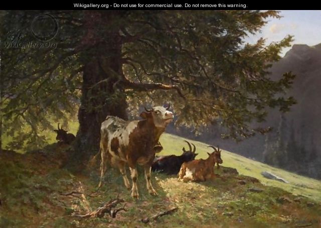 Landscape With A Cow And Goats, 1863 - Charles Humbert