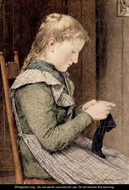 Girl Knitting, 1905 - Albert Anker