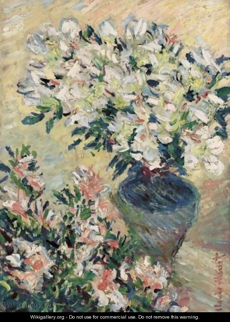 Azalees Blanches En Pot - Claude Oscar Monet