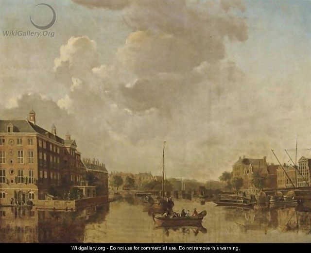 A View Of The Binnen Amstel Towards The Blauwbrug With The Deacon Orphanage To The Left - Gerrit Toorenburgh