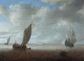 Dutch Coastal Vessels In A Light Breeze, A Man Of War Firing A Salute Beyond - Hendrik van Anthonissen
