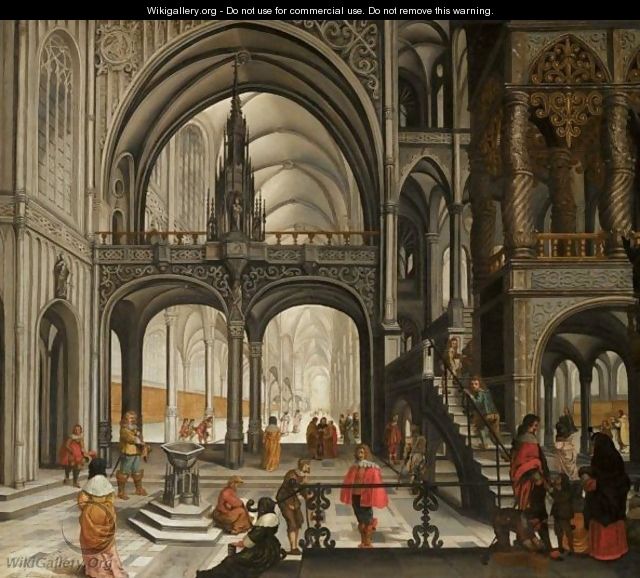 An Elegant Company In A Church Interior - Abraham Van Gerwen