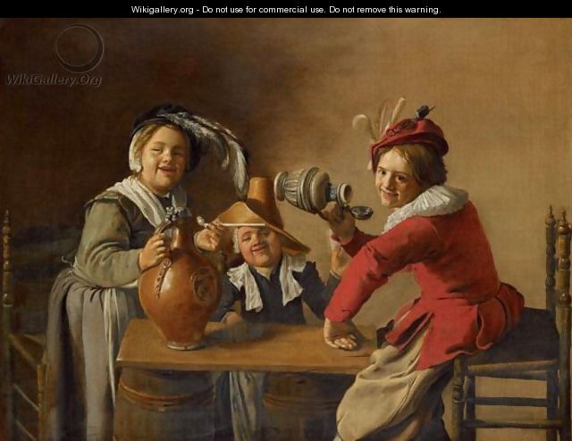 An Interior With Children Drinking And Mischief-Making - Jan Miense Molenaer