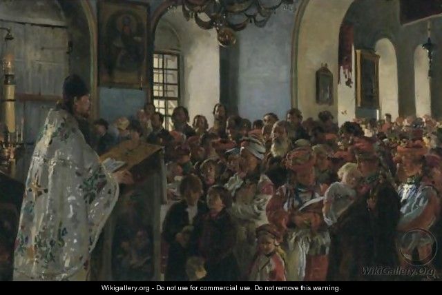 Sermon In A Ukrainian Church - Vladimir Egorovic Makovsky