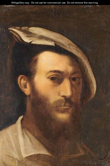 Portrait Of A Gentleman, Head And Shoulders, Wearing A Hat - Michele Da Parma (see Rocca)