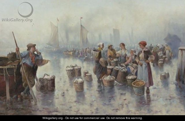 Fishermen In The Harbour - Adolf Baumgartner-Stoiloff
