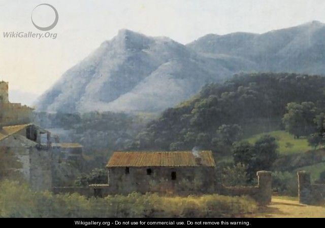 An Italianate Landscape With A Hillside Village - Jean-Joseph-Xavier Bidauld